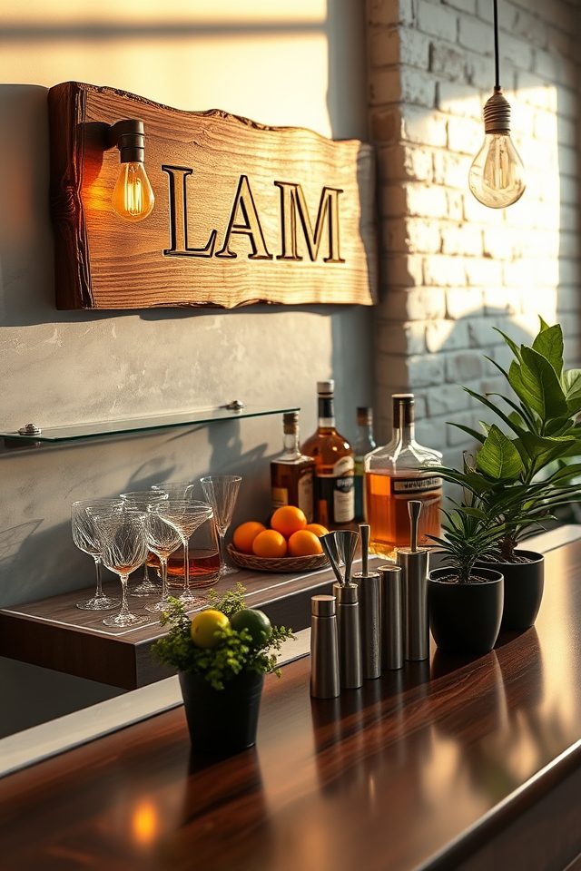 18 Inspiring Home Bar Decor Ideas for Perfect Summer Cocktails 14 add custom bar signage
