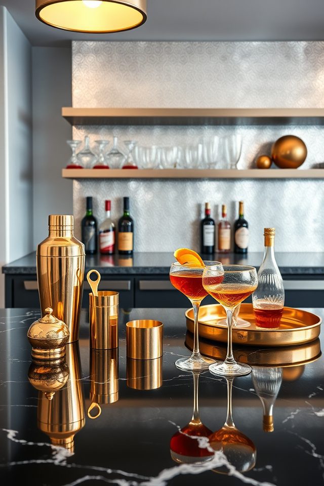 18 Inspiring Home Bar Decor Ideas for Perfect Summer Cocktails 9 add sophisticated metallic touches