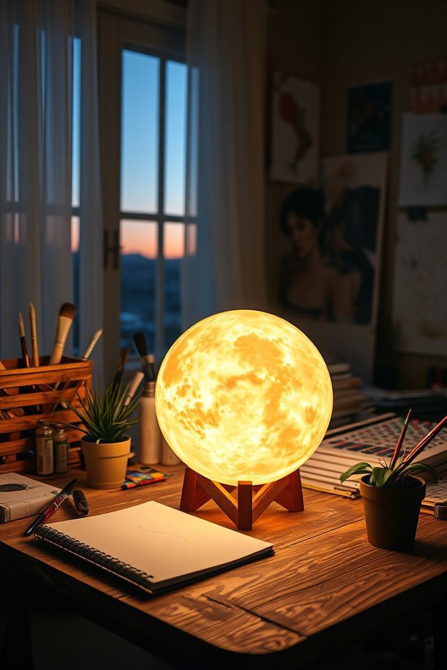 14 Art Studio Decor Ideas Inspired by National Moon Day 7 adjustable inspiring moon glow