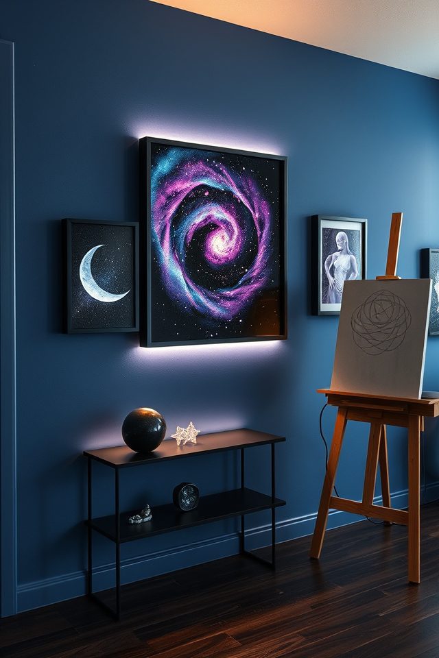 14 Art Studio Decor Ideas Inspired by National Moon Day 13 astral artwork gallery corner