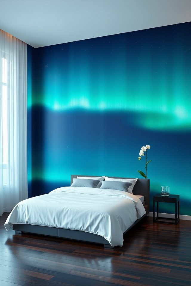 19 Dreamy Celestial Bedroom Ideas to Bring the Night Sky Indoors 12 aurora borealis gradient wall