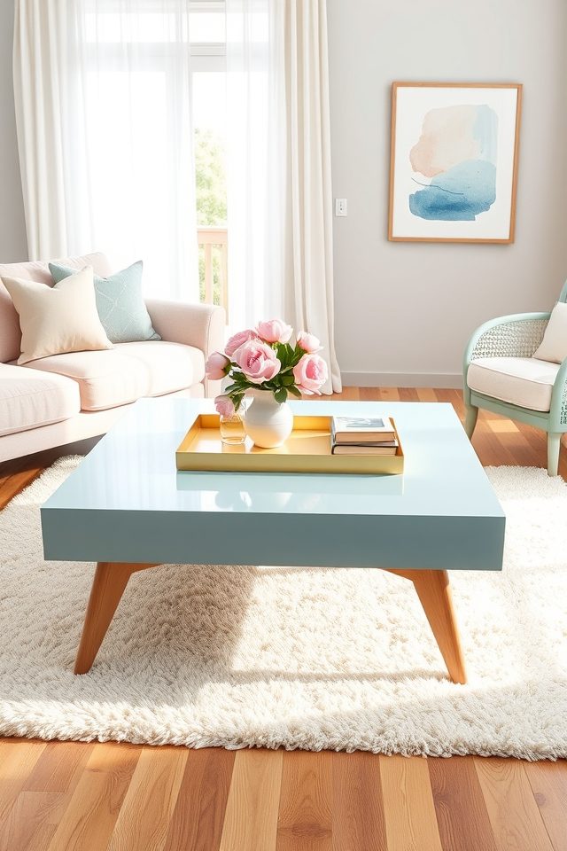 15 Pastel Summer Living Room Ideas 5 baby blue coffee table