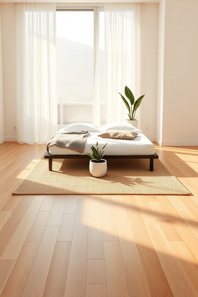 17 Minimalist Bedroom Decor Ideas for a Calm and Serene Retreat 15 bare floors or rugs