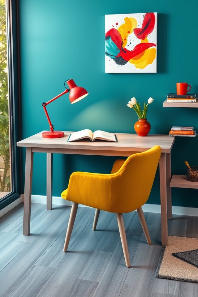 17 Home Office Decor Inspirations for National Workaholics Day 5 bold colors ignite creativity