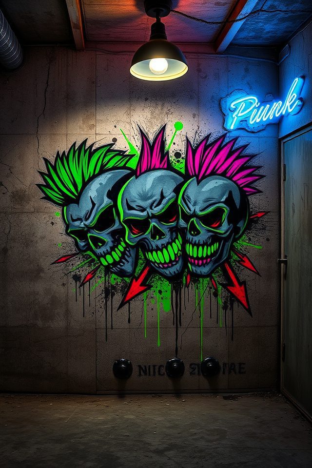 15 Epic Rock 'n' Roll Themed Basement Decor Ideas 11 bold rebellious punk graffiti