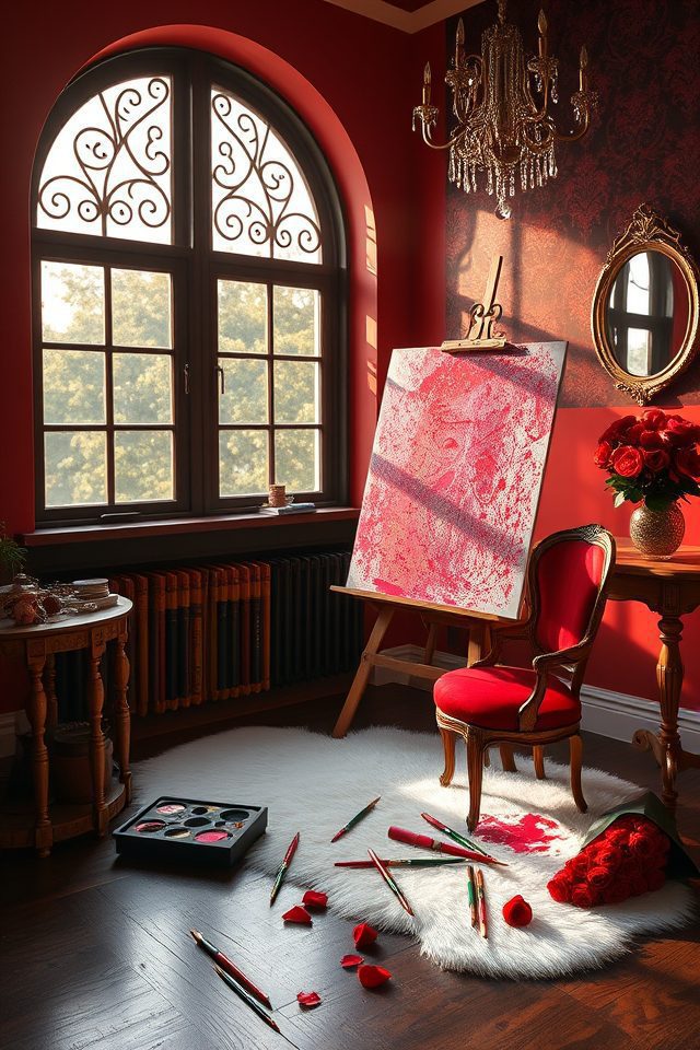 14 Whimsical Art Studio Ideas Inspired by Alice's Adventures 4 bold reds pinks blacks