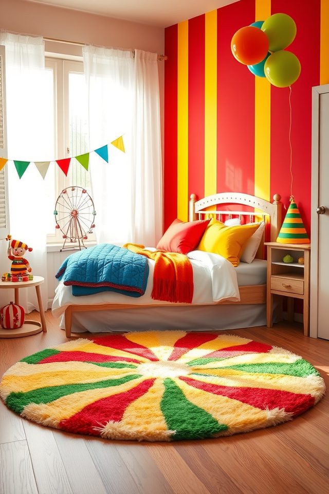 15 Playful Carnival-Themed Kids Room Decor Ideas for Endless Fun 1 bright carnival color palette