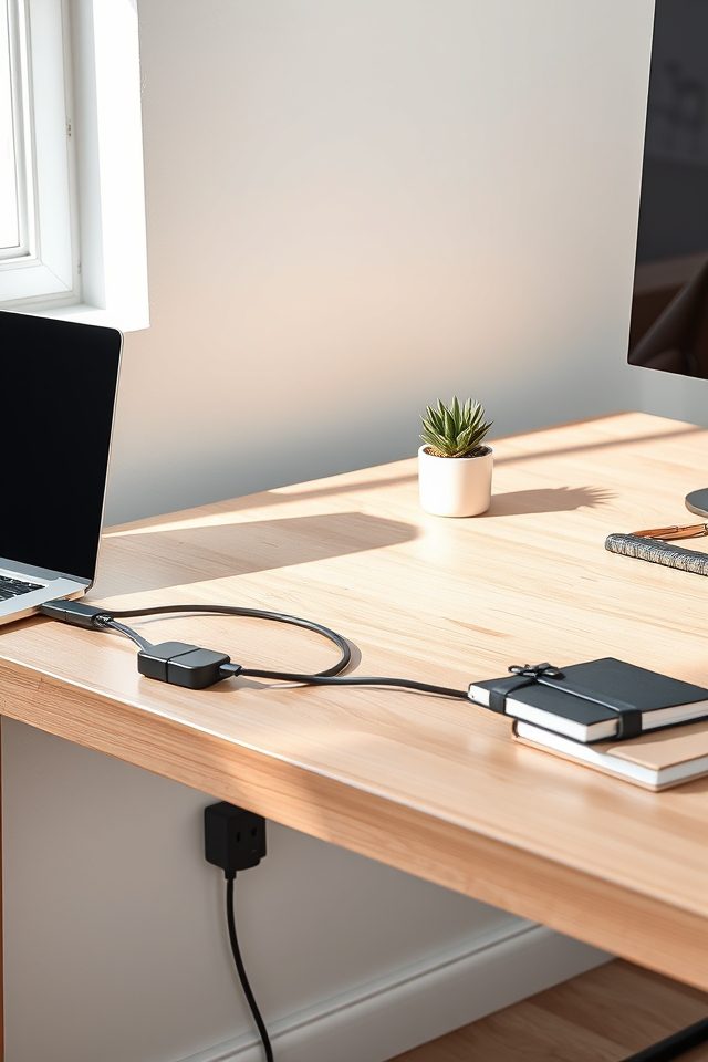 15 Productive Home Office Decor Ideas for a Focused & Simple Workspace 6 bundle and label cables