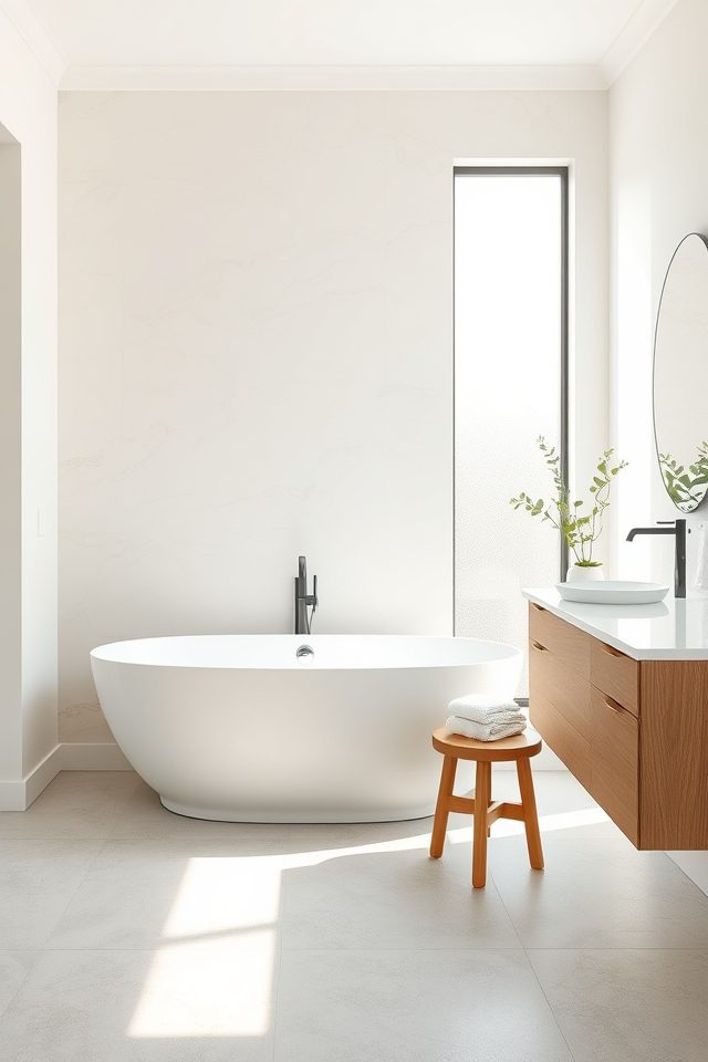 18 Bathroom Wallpaper Ideas to Celebrate National Vanilla Ice Cream Day 18 calming pale neutral abstracts
