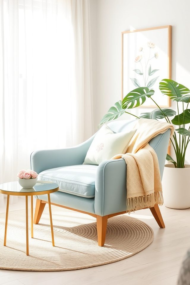 15 Pastel Summer Living Room Ideas 8 calming powder blue centerpiece
