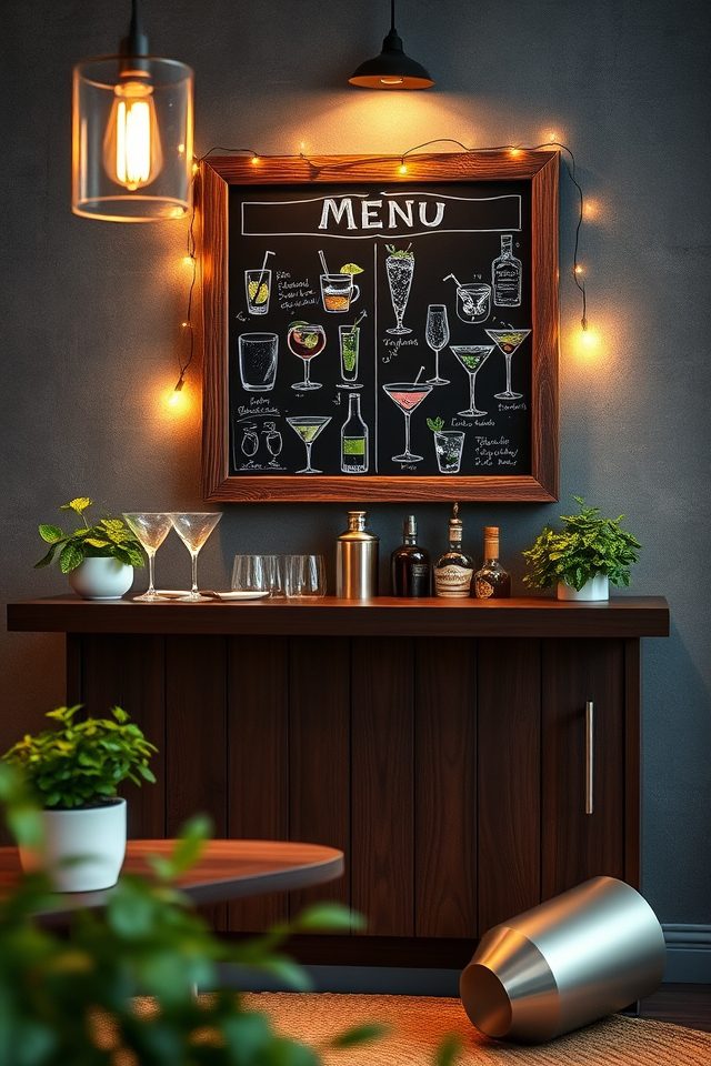 chalkboard menu for cocktails