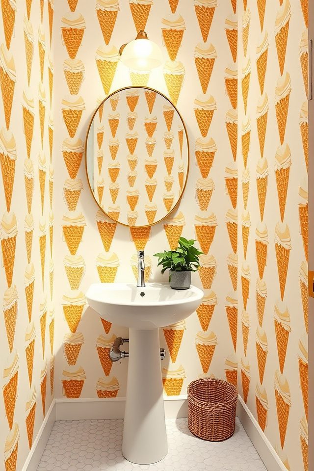 18 Bathroom Wallpaper Ideas to Celebrate National Vanilla Ice Cream Day 17 charming whimsical vanilla prints