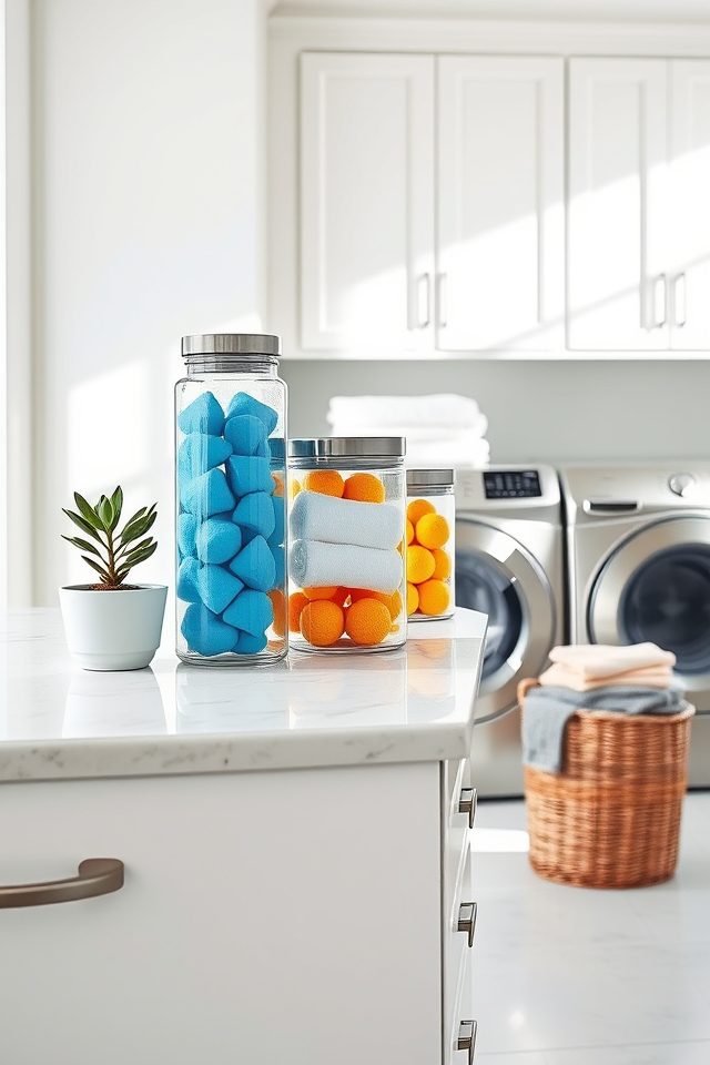 14 Laundry Room Decor Ideas to Brighten National Simplicity Day 4 clear storage organization solution