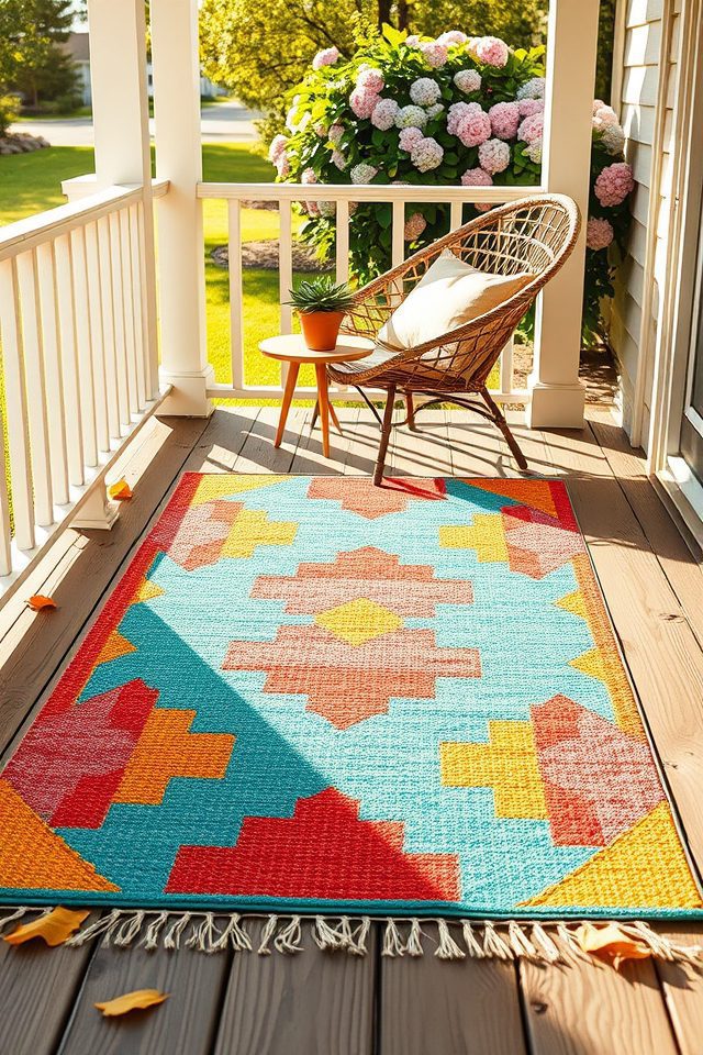colorful weather resistant outdoor rug