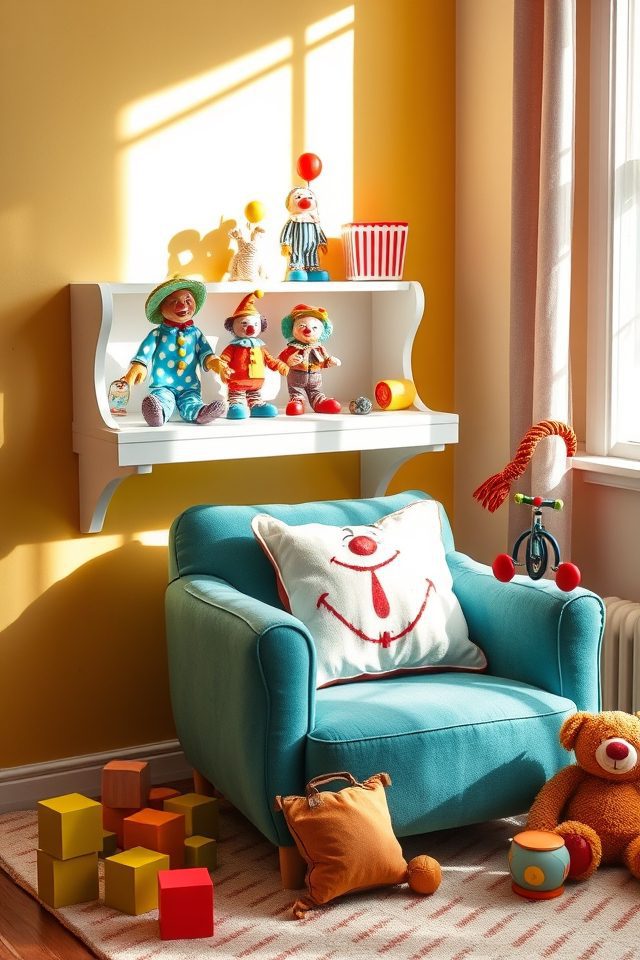 15 Playful Carnival-Themed Kids Room Decor Ideas for Endless Fun 8 colorful whimsical clown accents