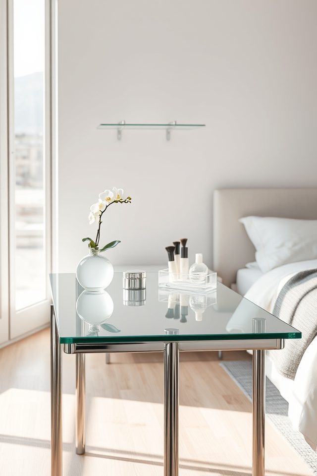 16 Glamorous Vanity Setup Ideas for Your Aesthetic Bedroom 15 contemporary glass vanity elegance