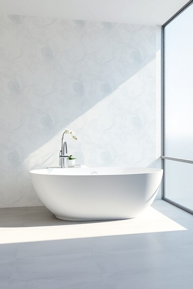 18 Bathroom Wallpaper Ideas to Celebrate National Vanilla Ice Cream Day 11 cool serene frost motifs
