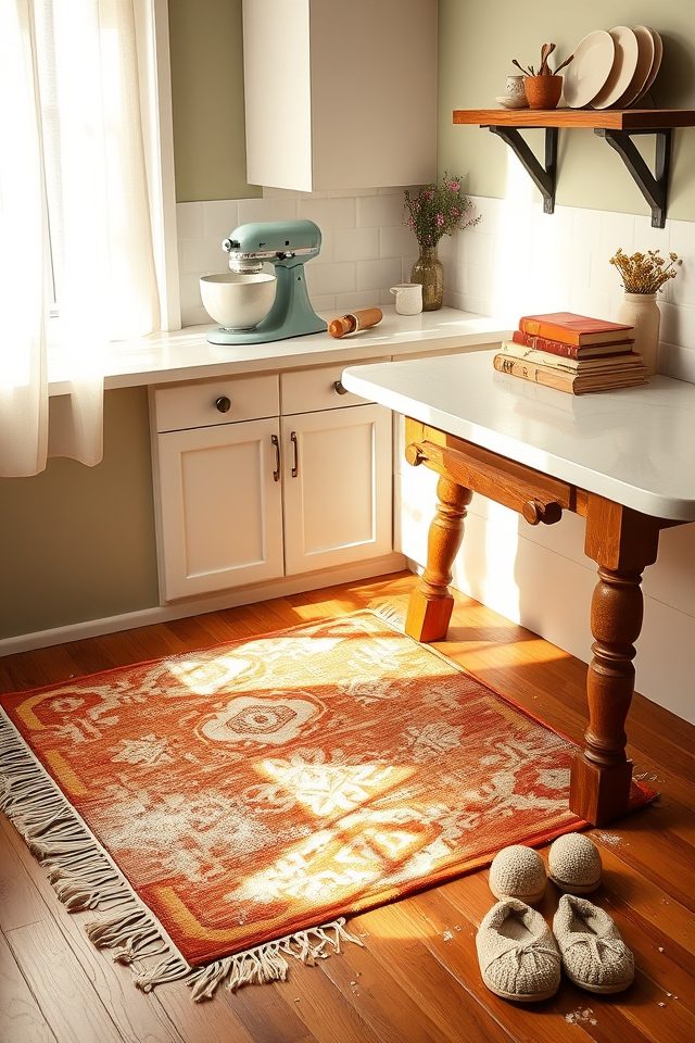 16 Delightful Kitchen Decor Ideas for Those Who Love to Bake 14 cozy corner small rug