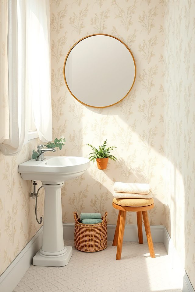 18 Bathroom Wallpaper Ideas to Celebrate National Vanilla Ice Cream Day 4 cozy ivory prints elegance