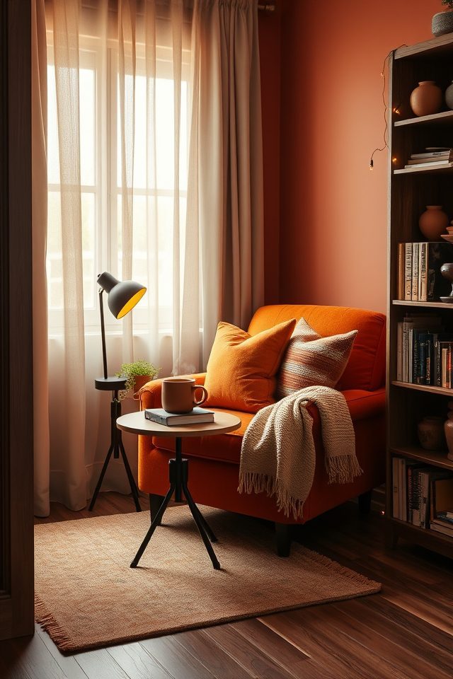 17 Home Office Decor Inspirations for National Workaholics Day 2 cozy warm toned corner