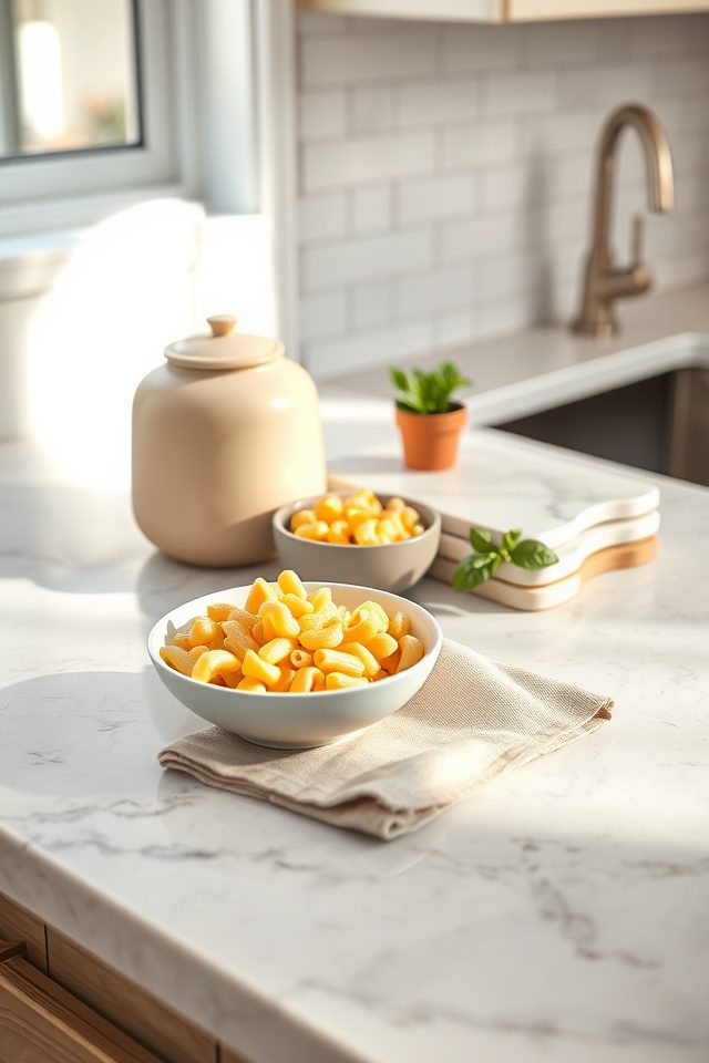 17 Kitchen Decor Ideas to Celebrate National Mac and Cheese Day 15 creamy neutral toned accents