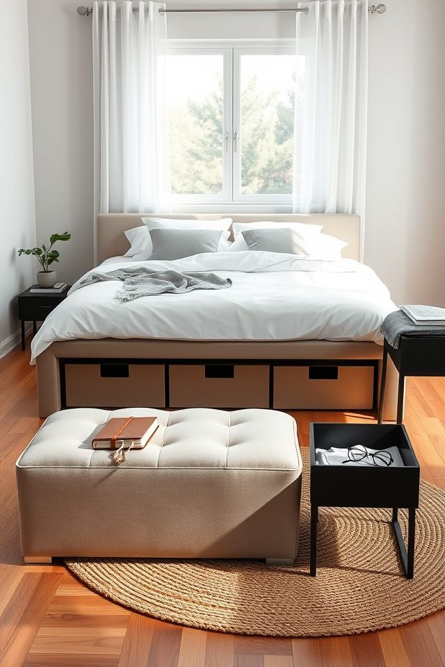 18 Bedroom Decor Inspirations for a Cozy National Simplicity Day 5 declutter with hidden storage