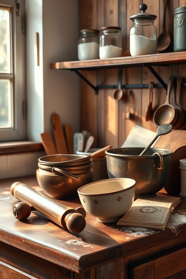 16 Delightful Kitchen Decor Ideas for Those Who Love to Bake 5 display vintage baking tools