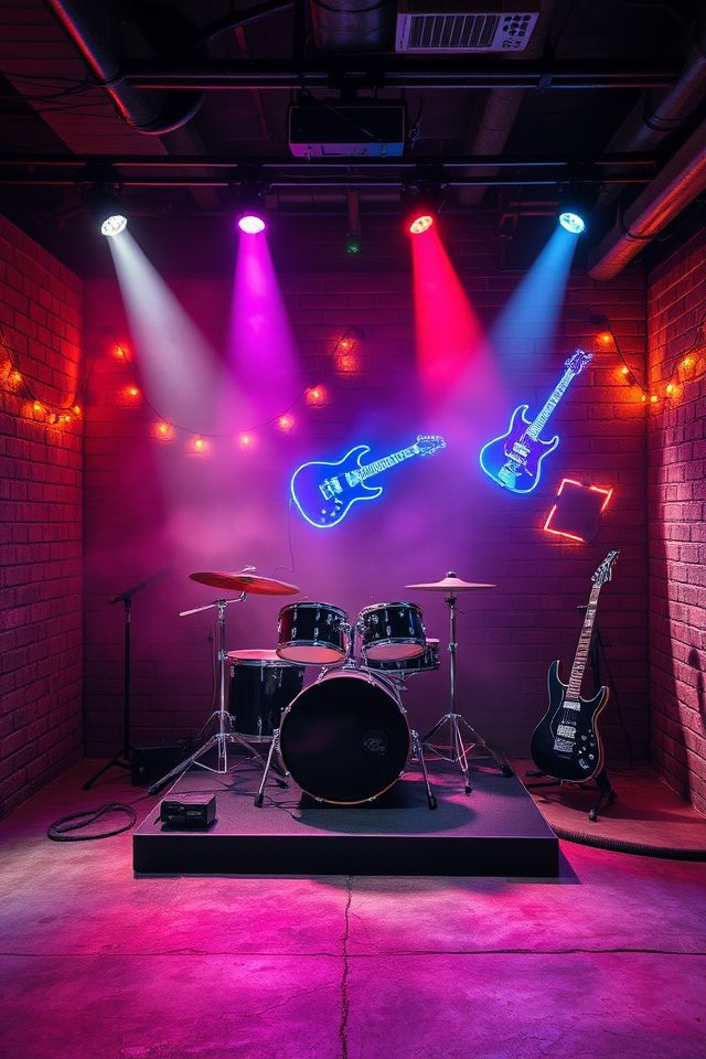 15 Epic Rock 'n' Roll Themed Basement Decor Ideas 13 dynamic led stage ambiance