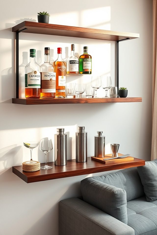 18 Inspiring Home Bar Decor Ideas for Perfect Summer Cocktails 5 easy access bar shelving