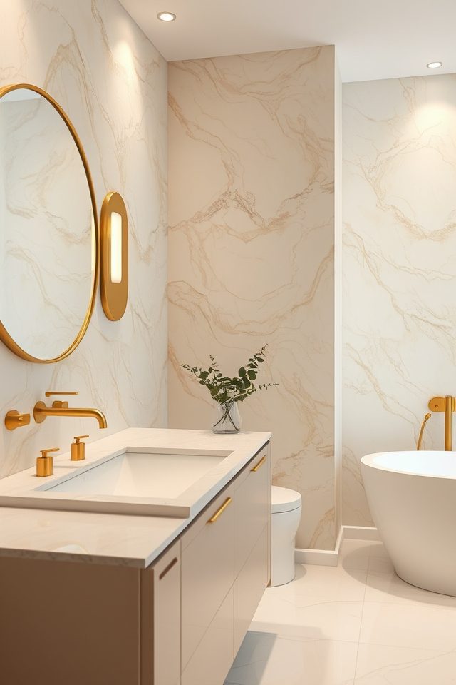 18 Bathroom Wallpaper Ideas to Celebrate National Vanilla Ice Cream Day 15 elegant creamy marble effects