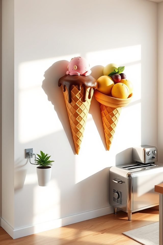 17 Ice Cream Themed Kitchen Decor Ideas 2 ice cream cone art
