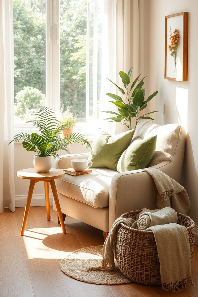 18 Ultimate Cozy Corner Ideas to Create Your Personal Haven 10 incorporate plants wood fabrics