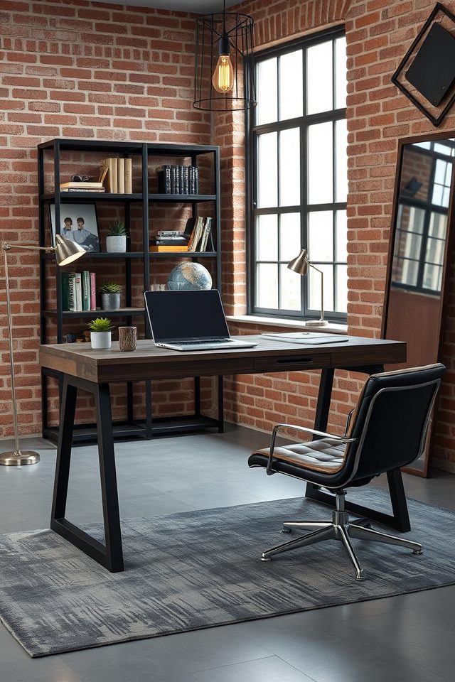 17 Home Office Decor Inspirations for National Workaholics Day 3 industrial edge metal accents