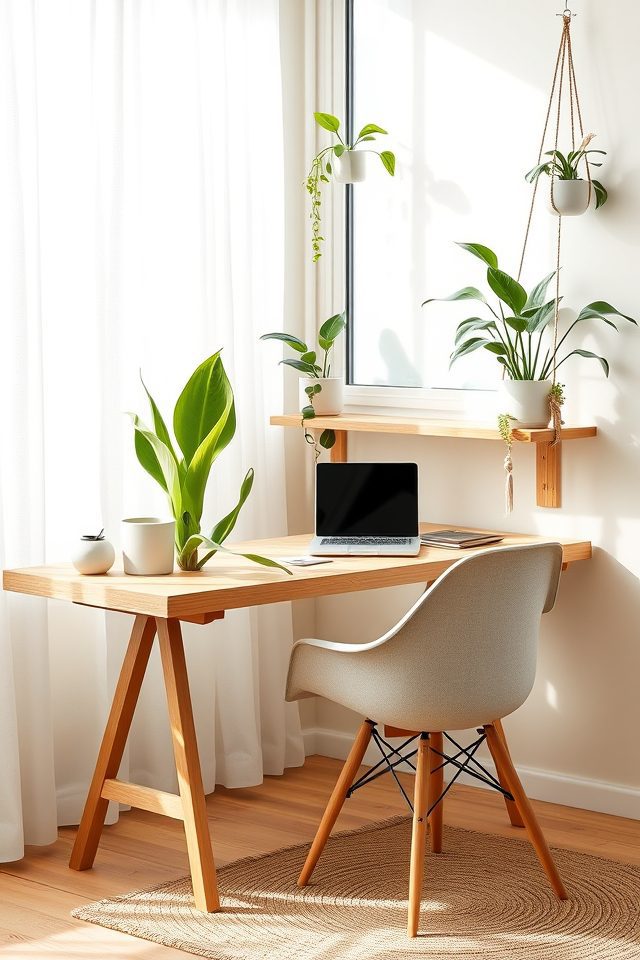 15 Productive Home Office Decor Ideas for a Focused & Simple Workspace 7 integrate greenery for calmness