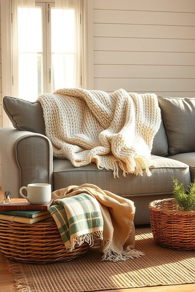 20 Charming Farmhouse Decor Ideas Celebrating Country Spirit 10 layer cozy throw blankets