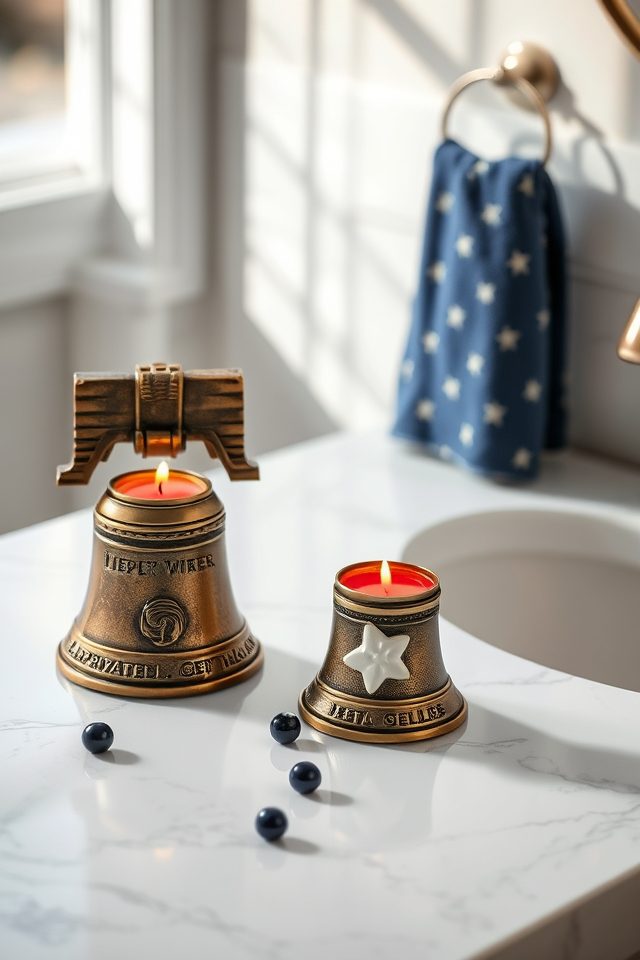 14 Patriotic Bathroom Decor Ideas for July 11 liberty bell candle holders