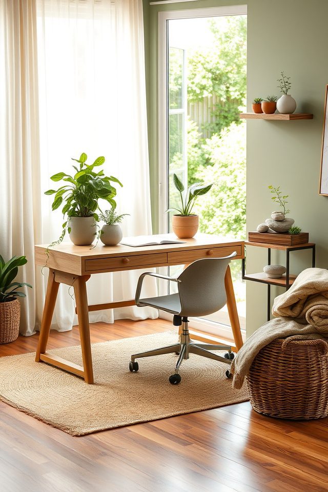 17 Home Office Decor Inspirations for National Workaholics Day 4 lush plants and fountain
