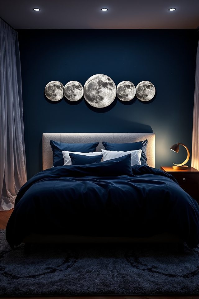 19 Dreamy Celestial Bedroom Ideas to Bring the Night Sky Indoors 4 moon phase wall art