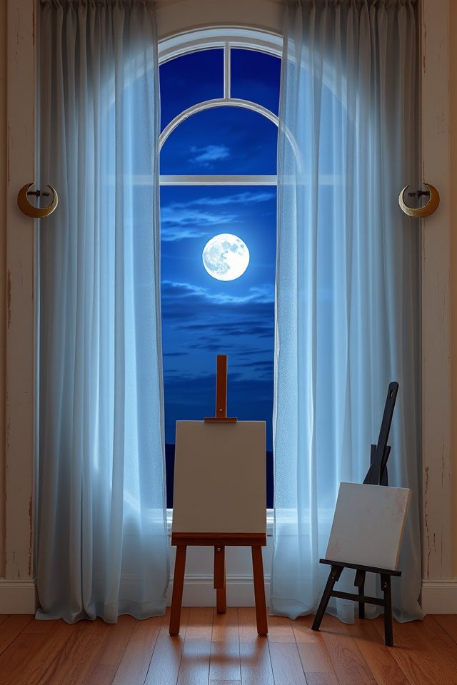 14 Art Studio Decor Ideas Inspired by National Moon Day 5 moonlit sheer curtain accents
