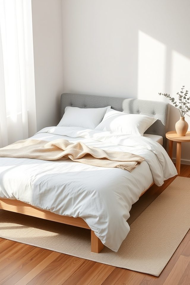 17 Minimalist Bedroom Decor Ideas for a Calm and Serene Retreat 2 opt for simple bedding