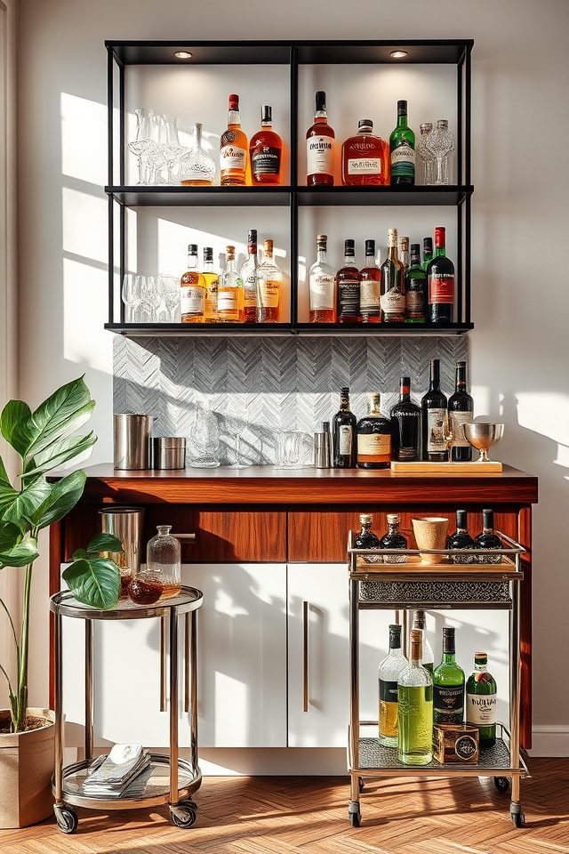 18 Inspiring Home Bar Decor Ideas for Perfect Summer Cocktails 15 organize with smart storage