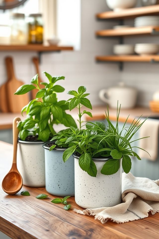 17 Kitchen Decor Ideas to Celebrate National Mac and Cheese Day 16 pasta pots as plant holders