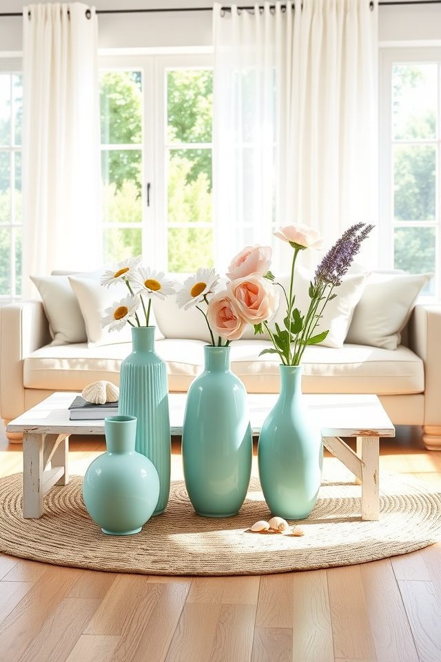15 Pastel Summer Living Room Ideas 11 pastel summer turquoise vases