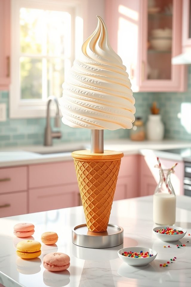 17 Ice Cream Themed Kitchen Decor Ideas 12 pastel swirl faux cone lamps
