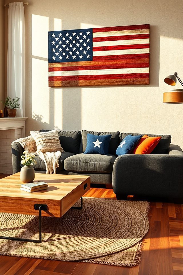 15 Patriotic Living Room Decor Ideas for July 4th 2 patriotic american flag focal