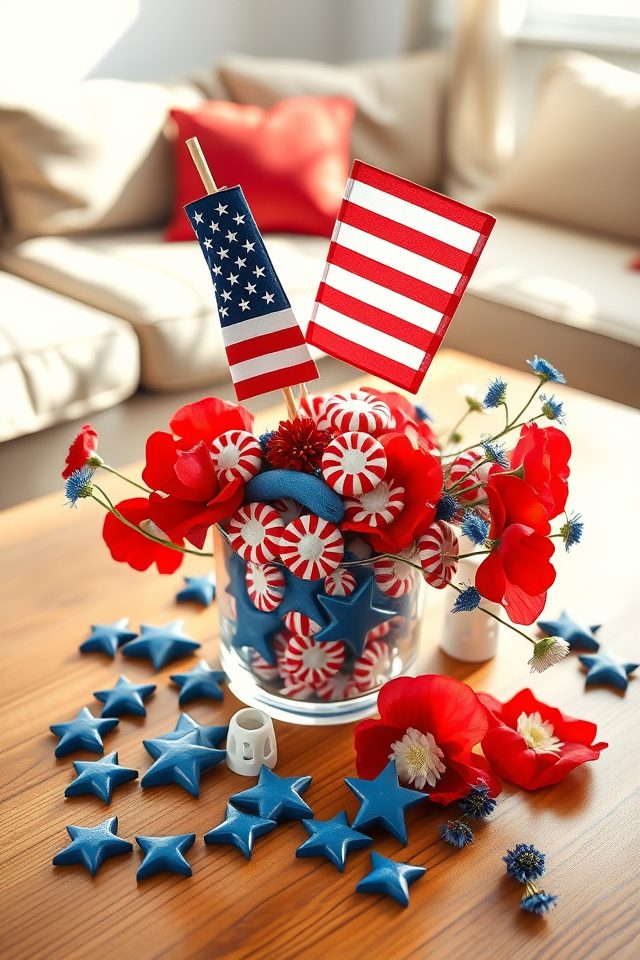 15 Patriotic Living Room Decor Ideas for July 4th 4 patriotic flag vase display