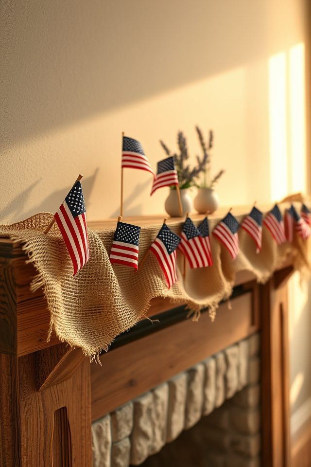 15 Patriotic Living Room Decor Ideas for July 4th 14 patriotic mini flags garland