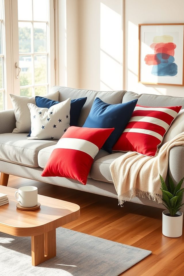 15 Patriotic Living Room Decor Ideas for July 4th 1 patriotic red white blue
