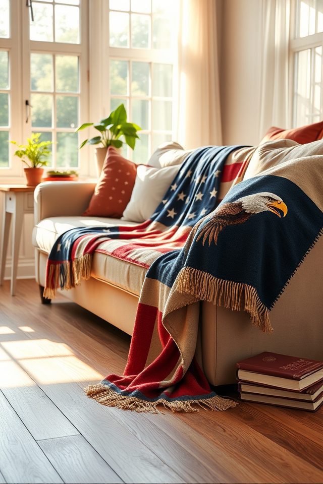 15 Patriotic Living Room Decor Ideas for July 4th 8 patriotic stars stripes blankets