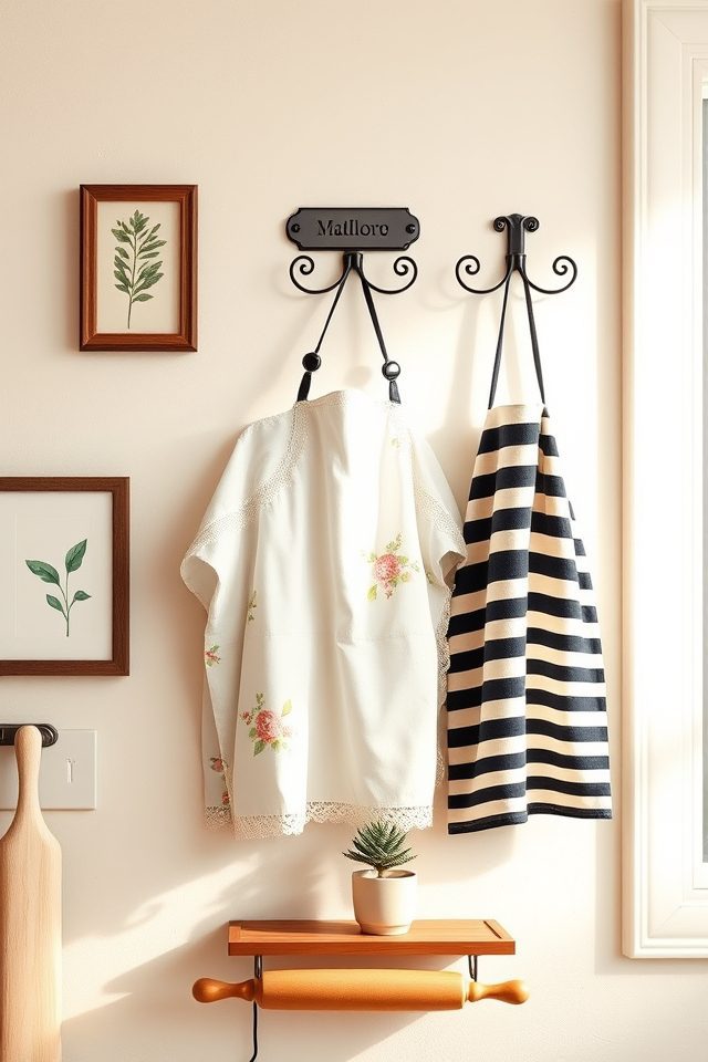 16 Delightful Kitchen Decor Ideas for Those Who Love to Bake 13 personalize with custom apron hooks